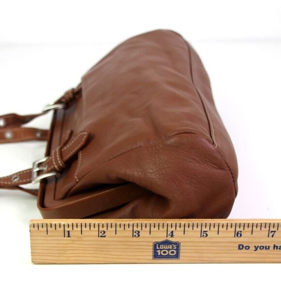 Tignanello BROWN GENUINE LEATHER MEDIUM TOP HANDLE SHOULDER BAG HANDBAG PURSE - Picture 13 of 14